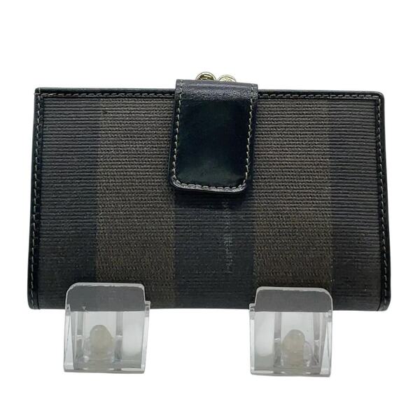 FENDI Pecan Clasp Bi-fold Black Beige Wallet W/Box - Picture 2 of 15